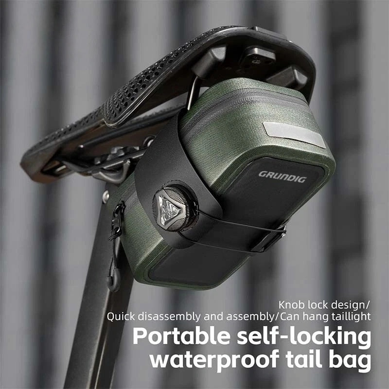 Grundig wasserdichte Satteltasche – Kompakte und robuste Aufbewahrung mit Rücklichthalterung für Alltags- und Wanderfahrten