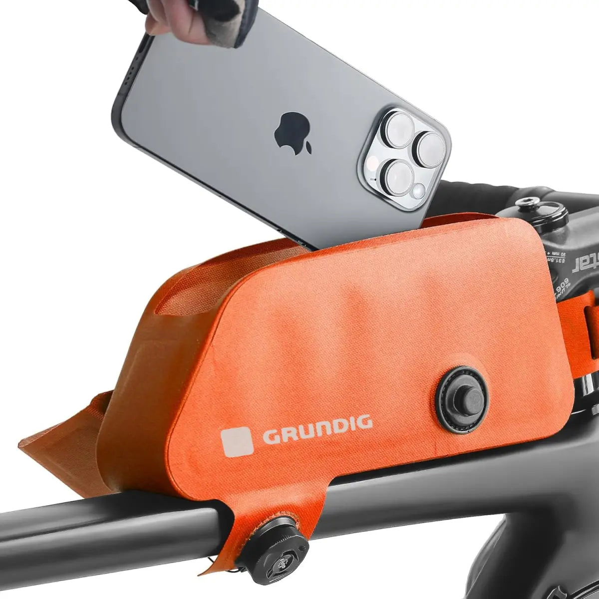 Grundig 1.2L Waterproof Bike Top Tube Bag – Magnetic One-Hand Access & Aero Shape| #Color_Orange