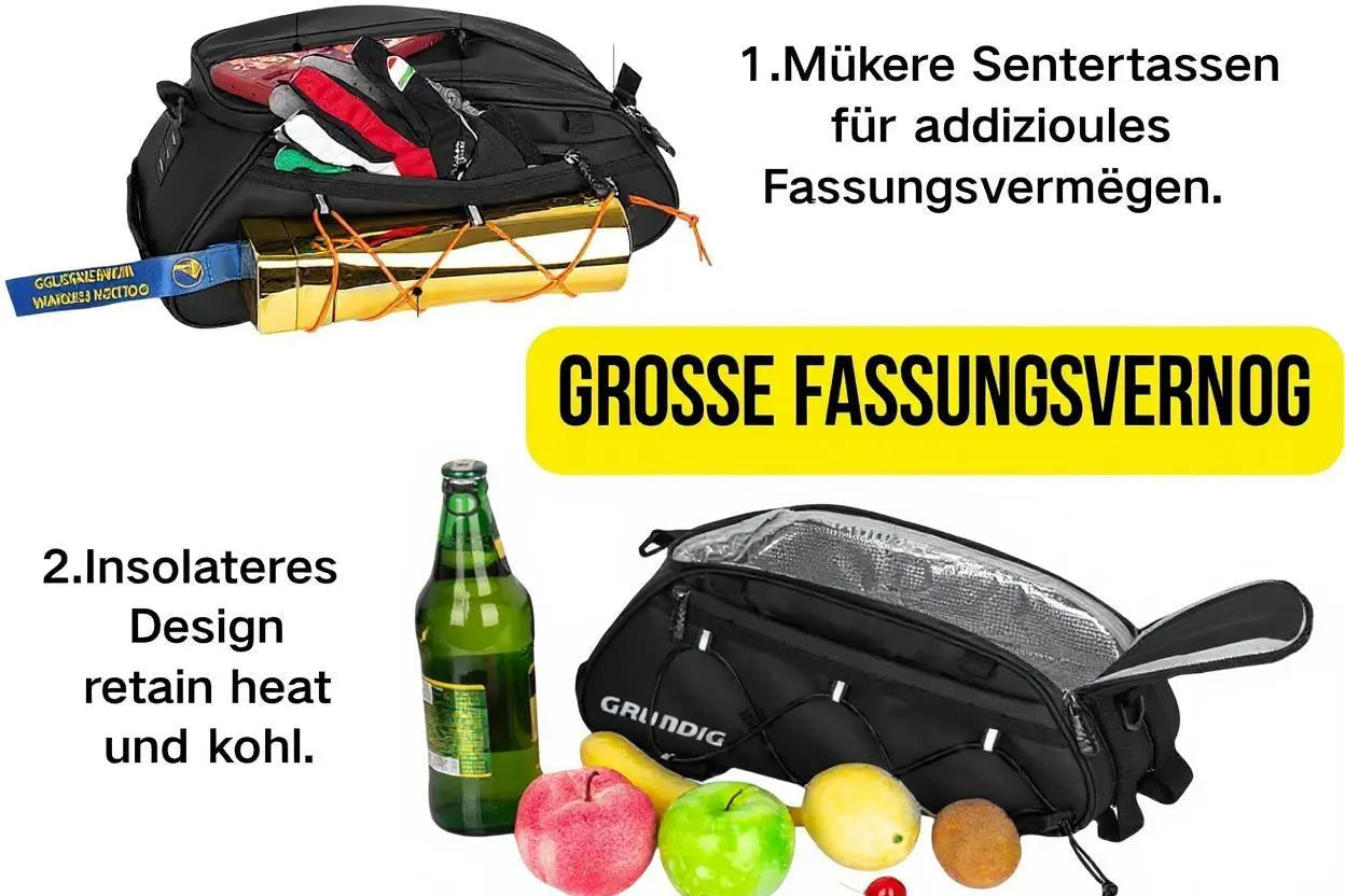 Grundig Fahrrad-Gepäcktasche 8 L – wasserdicht, isoliert, mit Schultergurt und Kühlfach