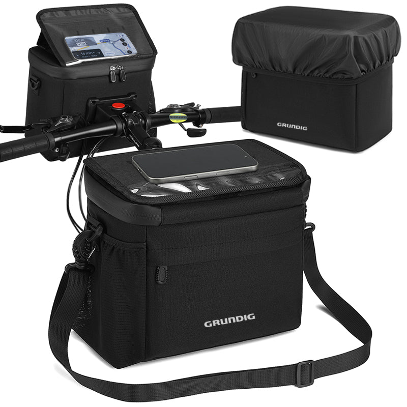 Grundig Lenkertasche – 6 L, wasserdicht, mit Schnellverschluss, Touchscreen-Halterung und Schultergurt