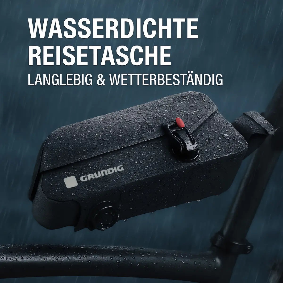 Grundig 1.2L Waterproof Bike Top Tube Bag – Magnetic One-Hand Access & Aero Shape| #Color_Schwarz