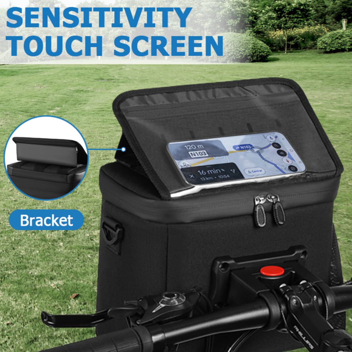 Grundig Lenkertasche – 6 L, wasserdicht, mit Schnellverschluss, Touchscreen-Halterung und Schultergurt
