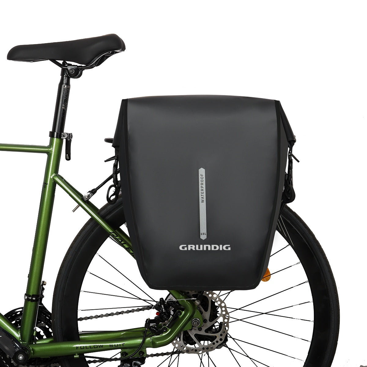 Waterproof Bike Pannier Bag with Roll-Top Closure, Wear-Resistant & Convertible to Shoulder Bag|#Color_Schwarz