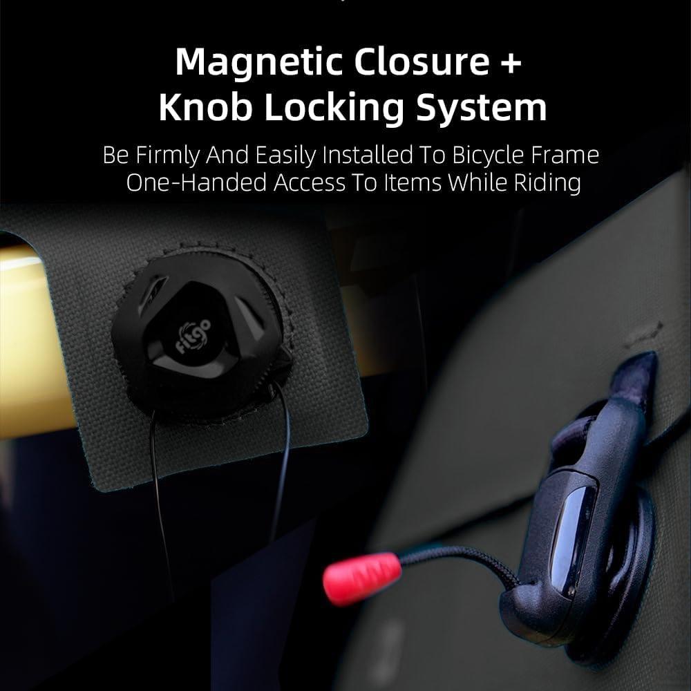 Magnetic closure +Knob Locking system Be Firmly And Easily installed To Bicycle FrameOne-Handed Access To ltems while Riding|#Color_Black