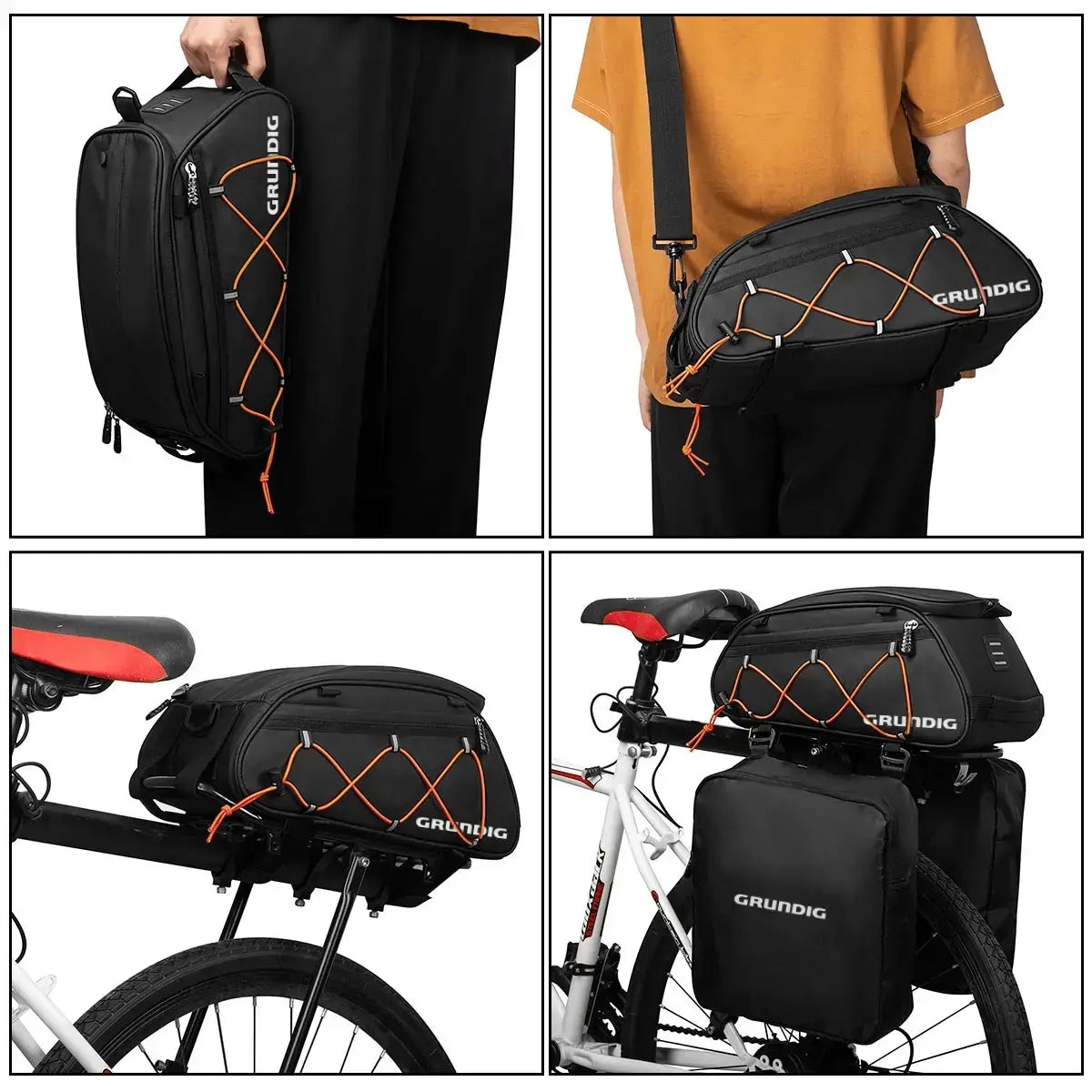 Grundig Fahrrad-Gepäcktasche 8 L – wasserdicht, isoliert, mit Schultergurt und Kühlfach