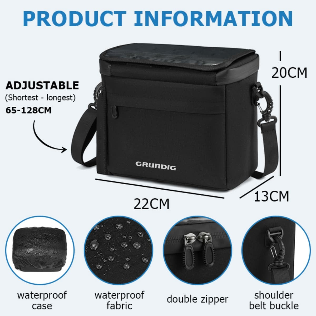 Grundig Lenkertasche – 6 L, wasserdicht, mit Schnellverschluss, Touchscreen-Halterung und Schultergurt