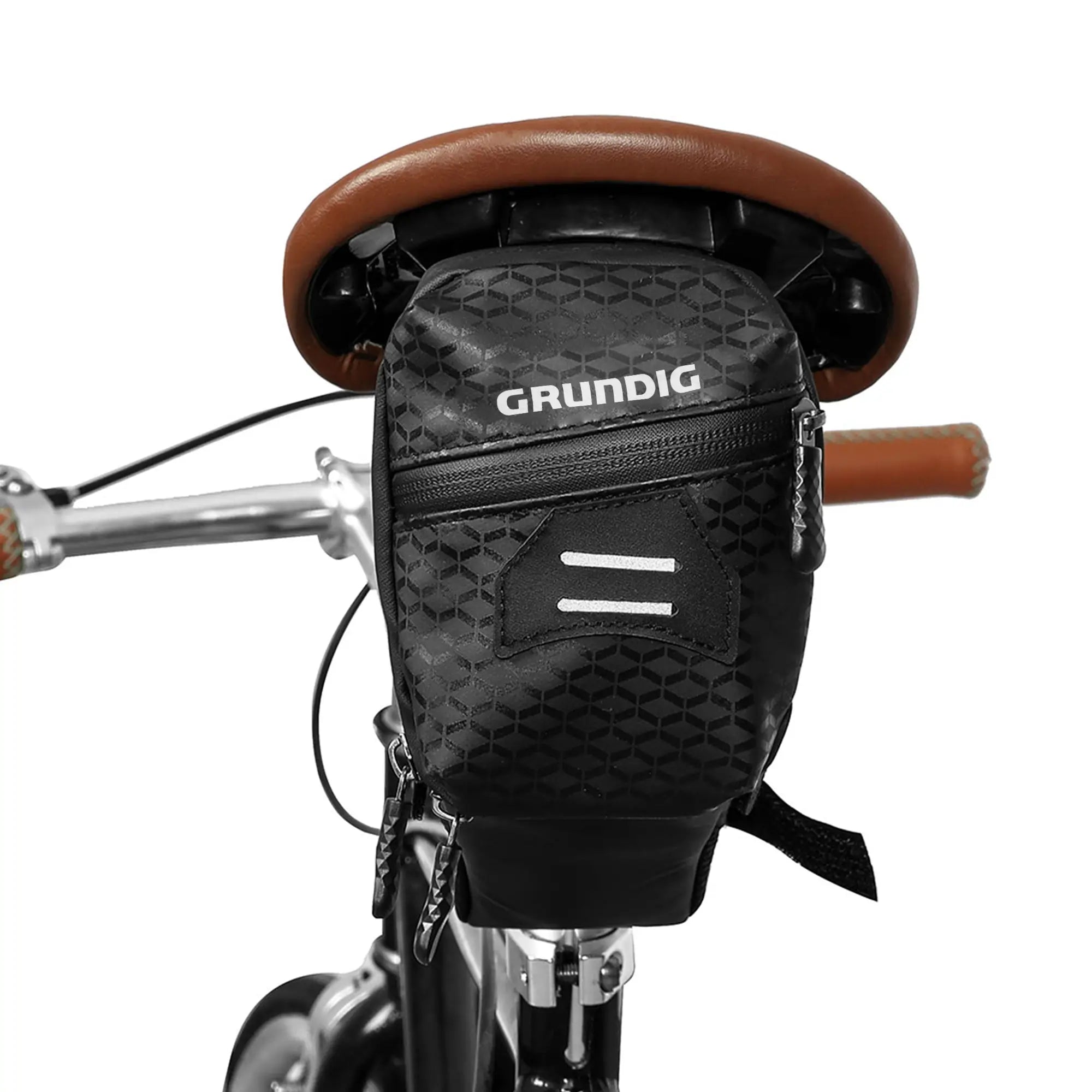 Grundig 0,8 l wasserdichte Fahrradsatteltasche – Kompakte Rücksitztasche mit Reflektorstreifen