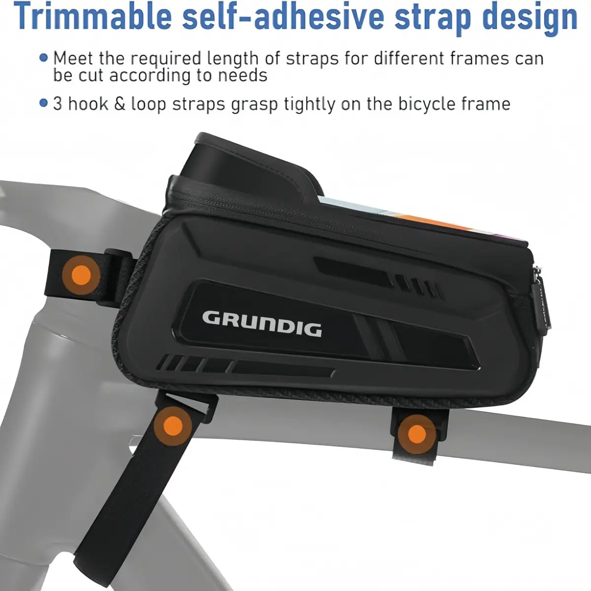 Grundig wasserdichte Fahrrad-Rahmentasche 1,5 l – stabil, stoßfest, Touchscreen-fähig