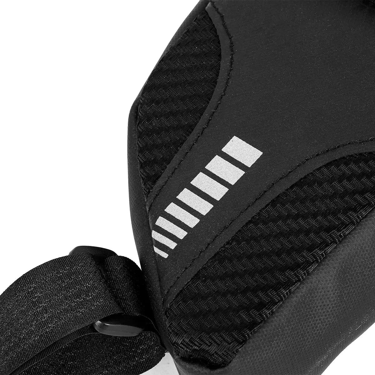 Reflective safety strip detail on Grundig 0.8L waterproof bike saddle bag
