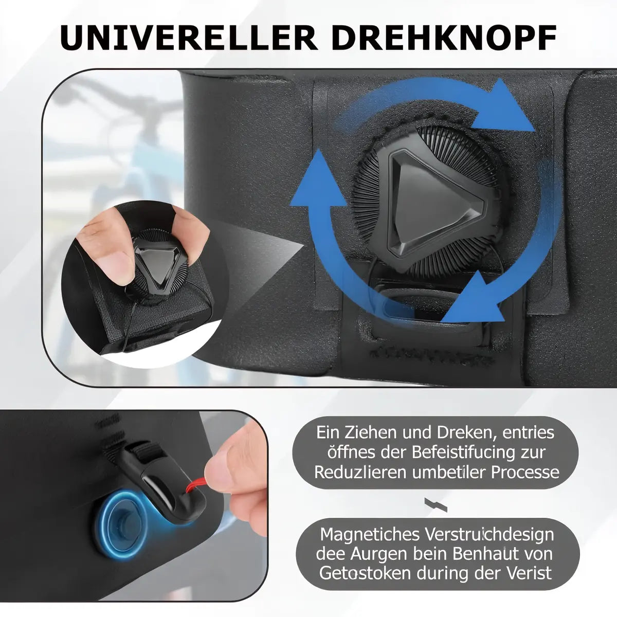Grundig 1.2L Waterproof Bike Top Tube Bag – Magnetic One-Hand Access & Aero Shape|#Color_Black