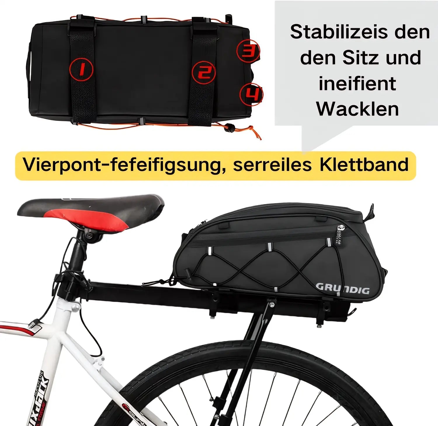Grundig Fahrrad-Gepäcktasche 8 L – wasserdicht, isoliert, mit Schultergurt und Kühlfach
