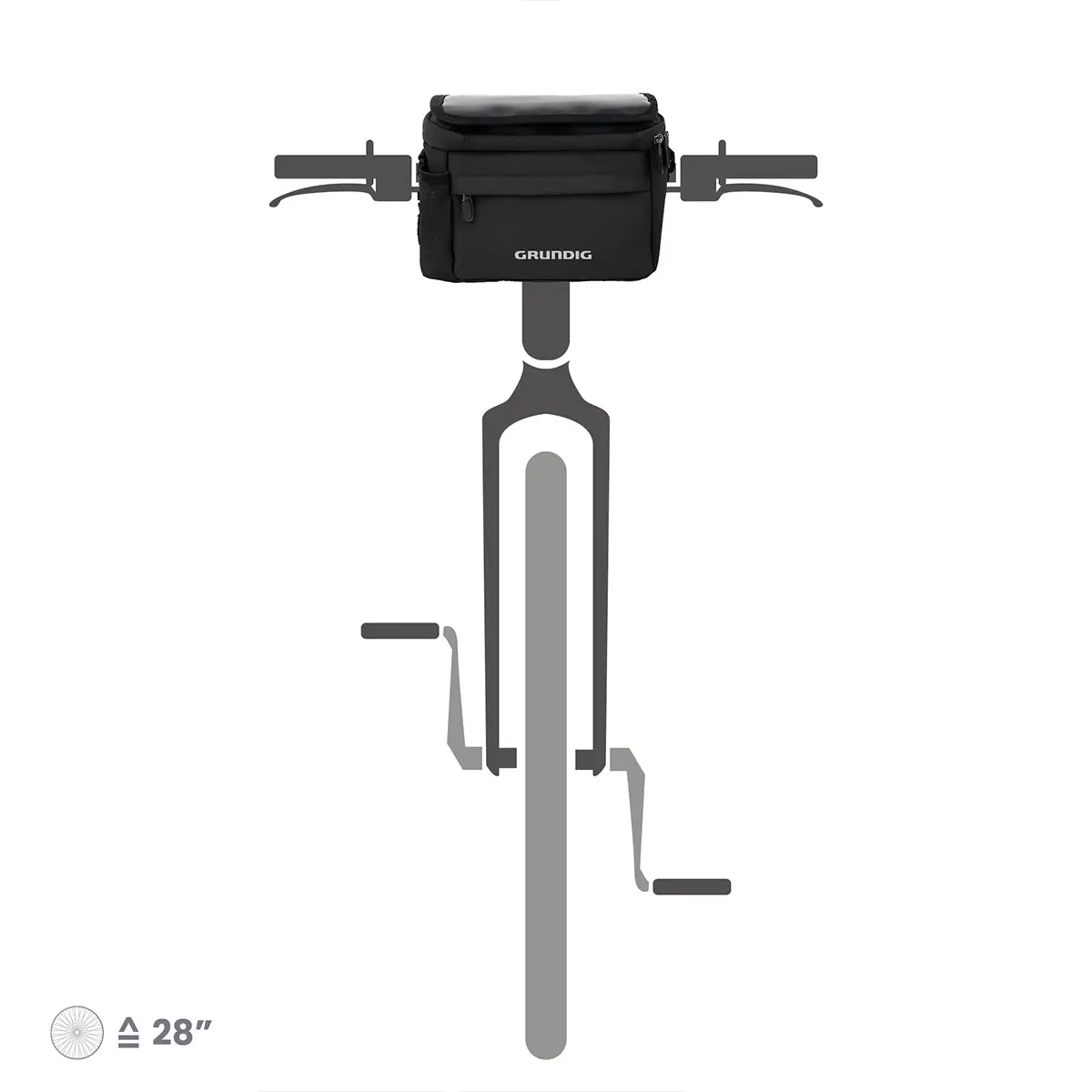 Position of waterproof 6L TPU insulated handlebar bag mounted on front bike handlebar, ideal for easy access during cycling