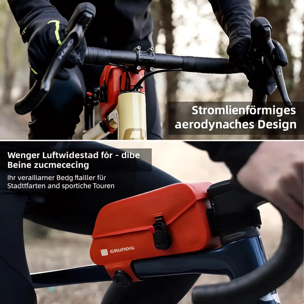 Grundig 1.2L Waterproof Bike Top Tube Bag – Magnetic One-Hand Access & Aero Shape| #Color_Orange