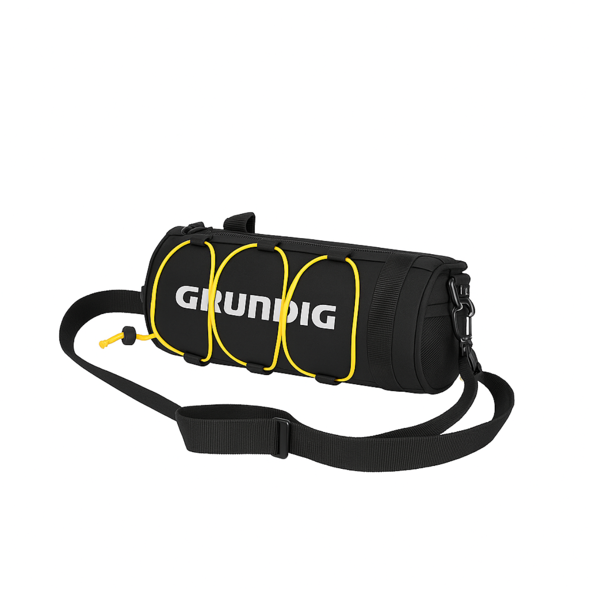 Grundig 2.5L black handlebar bag with yellow straps – waterproof cycling bag mounted on bike front | #Color_Yellow