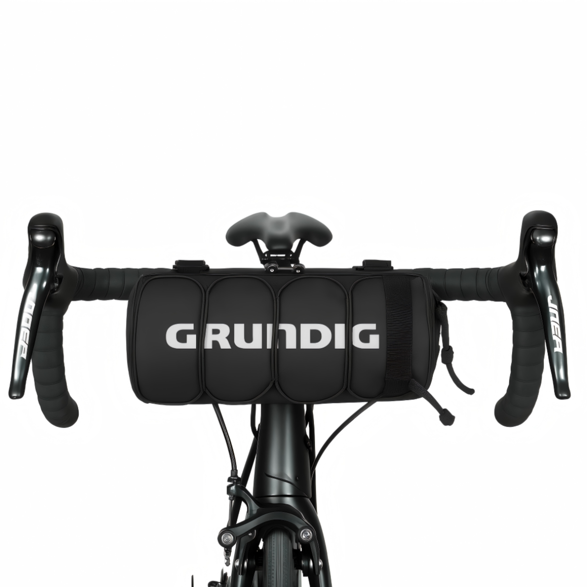 Grundig black 2.5L waterproof bike handlebar bag mounted on bicycle – convertible cycling backpack | #Color_Black