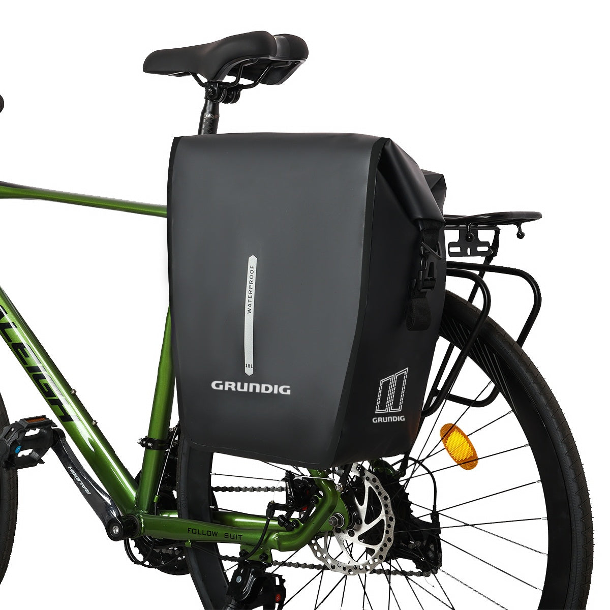 Waterproof Bike Pannier Bag with Roll-Top Closure, Wear-Resistant & Convertible to Shoulder Bag|#Color_Schwarz