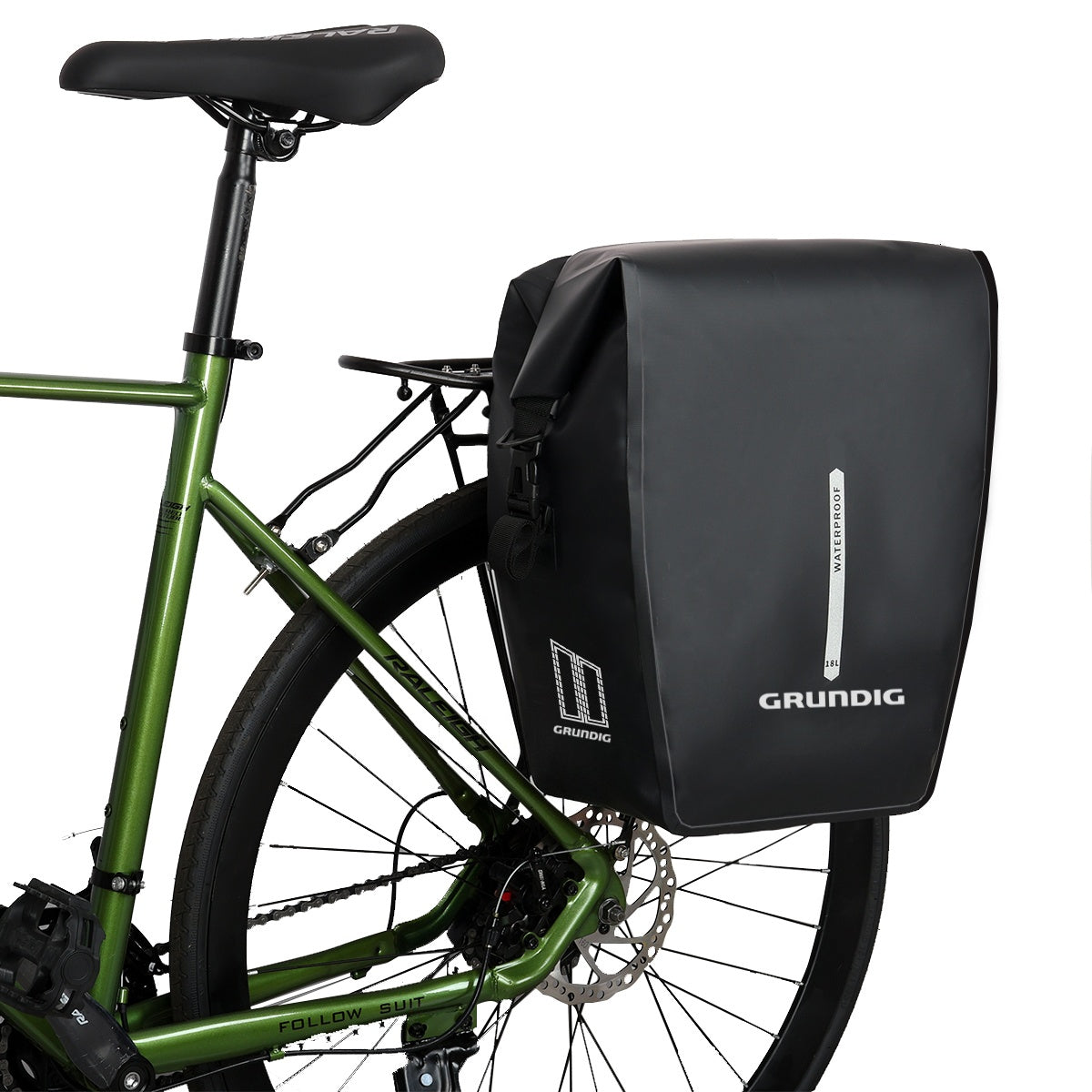 Waterproof Bike Pannier Bag with Roll-Top Closure, Wear-Resistant & Convertible to Shoulder Bag|#Color_Schwarz