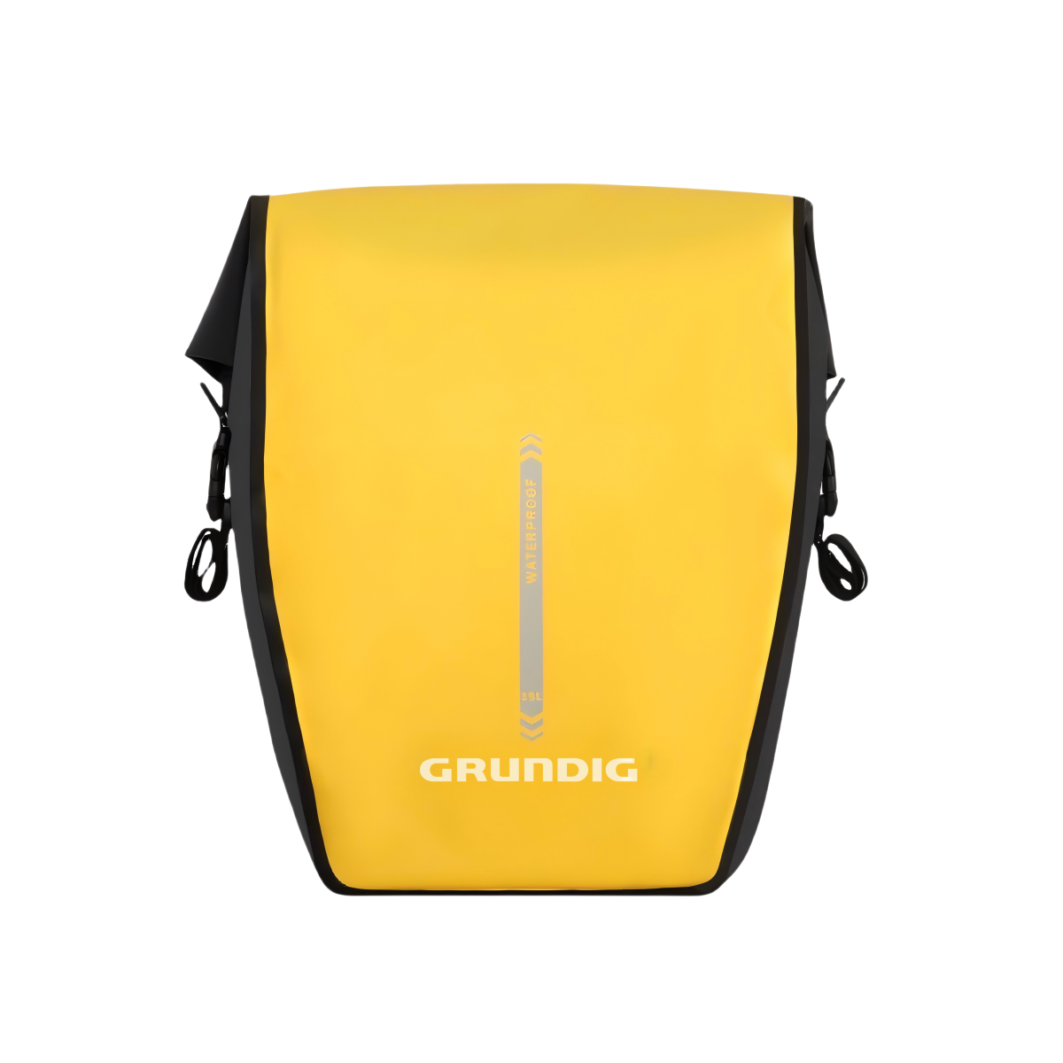  Front view of yellow Grundig 2.5L waterproof 500D pannier bag – durable roll-top bike storage|#Color_Yellow